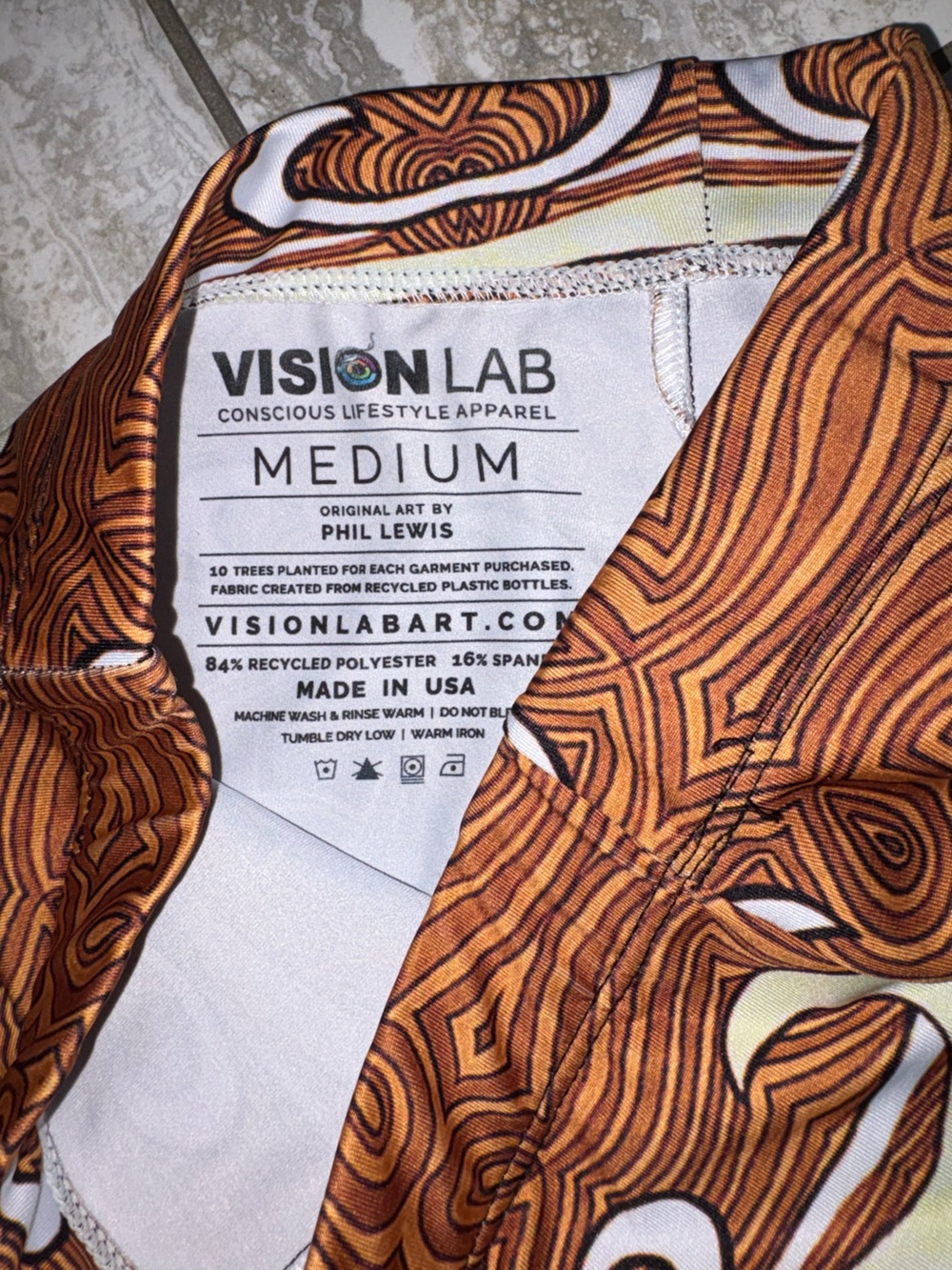 Vision Lab MEDIUM Orange & Black Flared Festival Pants Leggings Yoga like new - Picture 3 of 5